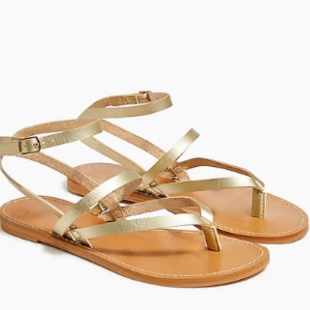 J.Crew Women's Gold Ankle-wrap Sandals